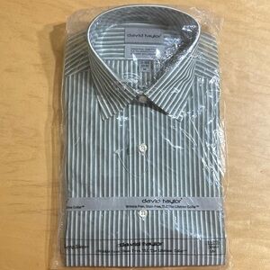 David Taylor Men's Sage Long Sleeve Striped Shirt